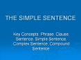 THE SIMPLE SENTENCE Key Concepts: Phrase, Clause, Sentence