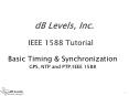 Basic Timing & Synchronization GPS, NTP and PTP/IEEE 1588 