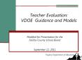Teacher Evaluation: VDOE Guidance and Models Modified fo