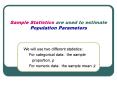 Sample Statistics are used to estimate Population Parameter