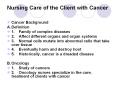Nursing Care of the Client with Cancer Cancer Background A