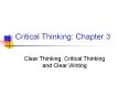 Critical Thinking: Chapter 3 Clear Thinking, Critica