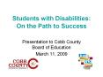 Students with Disabilities: On the Path to Succes