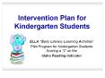 Intervention Plan for Kindergarten Students ELLA  Earl