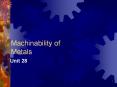 Machinability of Metals Unit 28 Machinability Ease o
