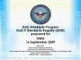 DoD Standards Program DoD IT Standards Registry (DISR