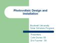 Photovoltaic Design and Installation Bucknell Universit