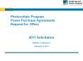 Photovoltaic Program Power Purchase Agreements Request fo