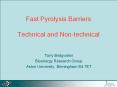 Fast Pyrolysis Barriers Technical and Non-technical Ton