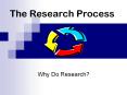 The Research Process Why Do Research? Research is a proces