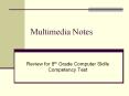 Multimedia Notes Review for 8th Grade Computer Skill