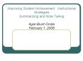 Improving Student Achievement: Instructional Strategie