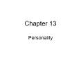 Chapter 13 Personality Personality Overview Personality i