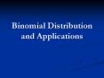 Binomial Distribution and Applications Binomial Probabilit