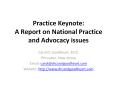 Practice Keynote: A Report on National Practice and Advocac