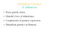 Mendelian Genetics K. Sathasivan Basic genetic terms