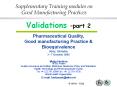 Supplementary Training modules on Good Manufacturin