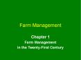 Farm Management Chapter 1 Farm Management in th