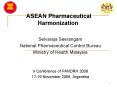 ASEAN Pharmaceutical Harmonization Selvaraja Seeranga