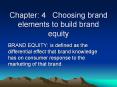 Chapter: 4 Choosing brand elements to build brand equit