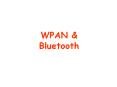 WPAN & Bluetooth Wireless Technologies Wireless Dat