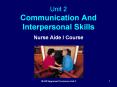 Unit 2 Communication And Interpersonal Skills Nurse Aide 