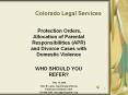 Colorado Legal Services Protection Orders, Allocation o