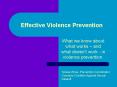 Effective Violence Prevention What we know about what works