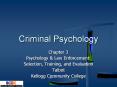 Criminal Psychology Chapter 3 Psychology & Law Enforcemen