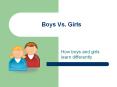 Boys Vs. Girls How boys and girls learn differently Overvie