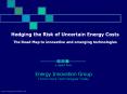 Hedging the Risk of Uncertain Energy Costs The Road Map t