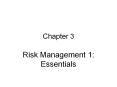 Chapter 3 Risk Management 1: Essentials Risk Management I
