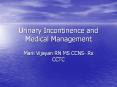 Urinary Incontinence and Medical Management Mani Vijayan R