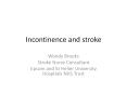 Incontinence and stroke Wendy Brooks Stroke Nurse Consultan