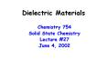 Dielectric Materials Chemistry 754 Solid State Chemistr