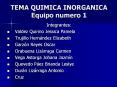 TEMA QUIMICA INORGANICA Equipo numero 1 Integrantes: Valde