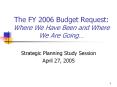 The FY 2006 Budget Request: Where We Have Been and Where W