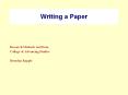 Writing a Paper Research Methods and Data College o