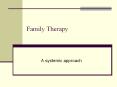 Family Therapy A systemic approach The family as a syste