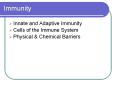Immunity Innate and Adaptive Immunity Cells of the Immun