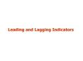 Leading and Lagging Indicators Leading Indicator