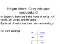 Hagan ahora: Copy into your notebooks   In Spanish, ther