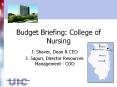 Budget Briefing: College of Nursing J. Shaver, Dean & CEO J