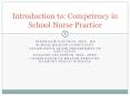 Introduction to: Competency in School Nurse Practice 