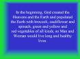 In the beginning, God created the Heavens and the Earth an