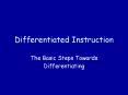Differentiated Instruction The Basic Steps Toward
