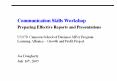 Communication Skills Workshop Preparing Effective Report