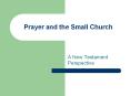 Prayer and the Small Church A New Testament Perspective
