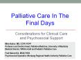 Palliative Care In The Final Days Considerations fo