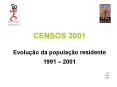 CENSOS 2001 Evolu  o da popula  o residente 1991   2001 An